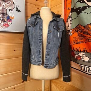 Hollister Denim and Gray Hooded Women's Jacket